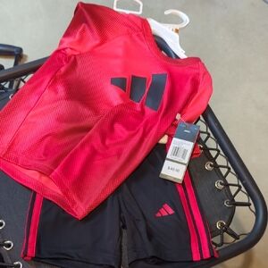 Adidas Boys' Red and Black 2-Piece Set